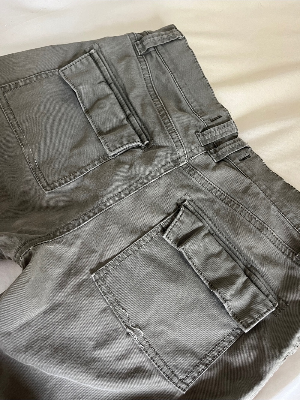 Madewell Skinny Fatigue Utility Cargo Pants Olive Green Ankle Zip Size 26 - Picture 13 of 16
